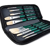 Paintersisters® Penselen set van 5 | Donker natuurhaar | Maat 2-18 | Ideaal voor olieverf & acrylverf | Penselen Schilderijbenodigdheden