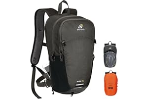 ONETOALL Fahrradrucksack 15L Wasserdicht, Diebstahlsicherer Wanderrucksack mit Helmnetz und Regenschutz, Kleiner Skirucksack mit Abnehmbarem Bauchgürtel zum Radfahren Wandern Tagestour Sport Alltag