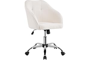 ‎YAHEETECH Yaheetech Homeoffice Stuhl, Schminkstuhl, höhenverstellbar Drehstuhl, SamtStuhl Schreibtischstuhl für Arbeitszimmer, Schlafzimmer, Atmungsaktiv Rollstuhl bis 136 KG belastbar Elfenbein