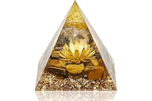 HOQQUE Crystals Gemstones Healing Crystal Stones Pyramid Chakra Gifts for Women Men Friend Birthday Teenage Friendship Unusual Stone Fengshui Meditation Decor Tiger's Eye Copper Lotus White Crystal Wealth
