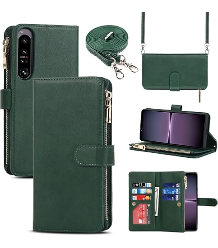 Asuwish Handyhülle Für Sony Xperia 1 IV - Leder-Klapphülle Mit Kartenfach, Ständer & Schutzfolie In Schwarz