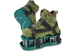 OHIFAN Lawn Aerator Shoes with Spring Base,Free-Installation Grass Aeration Air Tool,Soil Aerator Adjustable Straps Automatic Cleaning of Dirt Aeration Shoes for Yard Patio Garden