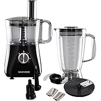 Daewoo SDA2100 750W Plastic Compact Food Processor with 2L Bowl and 1.8L Blender Jug, Stainless Steel Chopping Blades for Sli