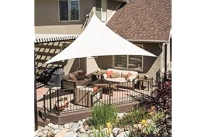 LOVE STORY Voile d'ombrage Triangulaire 3.6x3.6x3.6m Toile Ombrage Auvent Imperméable PES,Protection 95% UV pour Jardin,Extérieur Terrasse,Crème