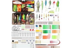 TRUSCEND Angeln Köder Set mit Tackle Box für Hecht, Zander, Forelle, Barsch, Angelzubehör einschließlich Gummifische, Oberflächenköder, Spinner, Popper, Jigs Head für Süßwasser Salzwasser Fischen