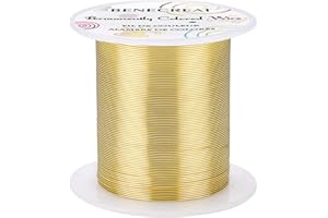 BENECREAT 50m 0.6mm Alambre de Cobre para Joyería, Dorado Claro, Alambre de Cobre Resistente Al Deslustre, para Manualidades, Fabricación de Joyas