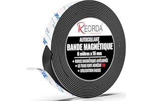 REORDA® Bande Magnétique Puissante - Aimant Autocollant avec Adhésif 3M Puissant - avec Force Magnétique Optimisée, Scotch Aimanté