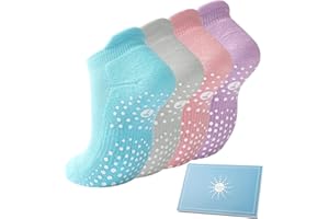 TOES HOME 4 Paar Sneaker Yoga Socken Damen Stoppersocken, Pilates Rutschfeste Socken Antirutschsocken Mädchen für Trampolin Zuhause Fitness Krankenhaus