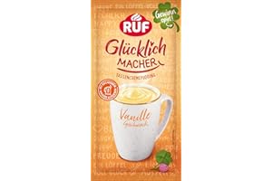 ‎RUF RUF Glücklichmacher Tassenpudding Vanille-Geschmack, Cremepudding für schnelle Desserts, Tassencremepudding, nur Wasser hinzufügen, 1 x 59g Beutel