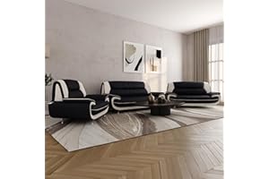 Imebel Sofa Set 3-2-1 für Wohnzimmer – Bequeme Couchgarnitur mit 3-Sitzer, 2-Sitzer & Sessel – Elegante Sitzgarnitur aus Kunstleder – Ohne Schlaffunktion – Komfortable Polsterung – Modernes Design
