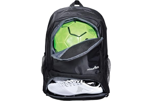 Athletico Sac à Dos et Sacs de Football pour Jeunes – Sac à Dos et Sacs pour Basket-Ball, Volley-Ball et Football | pour Enfants, Jeunes, garçons, Filles | Comprend des Crampons séparés et Un