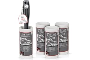 Caraselle Pet Hair Remover – 30m total (≈300 Sheets Equivalent) Extra Sticky Lint Roller for Dog & Cat Hair on Clothes, Sofa & Furniture – Continuous No-Perforation Paper Stays Extra Sticky To The End