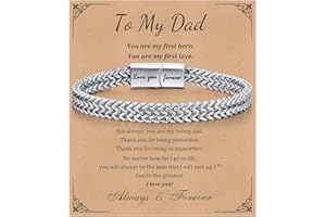 FLHEART Men's Bracelets Gifts for Men Boys - Stainless Steel Franco Chain Bracelet Engraved Love You Forever Presents for Son Brother Dad, Mens Bracelets Jewellery Gift for Birthday