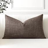 Artscope Set of 1 Decorative Square Linen Cushion Covers 30 x 50 cm for Home Decor Sofa Bedroom Car 12x20 Dark Brown
