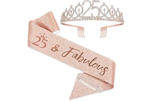SZHUIHER Fascia e Diadema per il 25° Compleanno - Corona in Oro Rosa '25 e Favolosa' per Donne - Regalo per Felice 25°