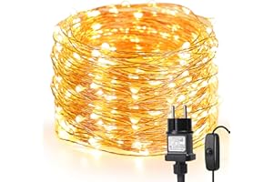 Lepro 20m 200 LEDs Luces de Hadas con Enchufe, Alambre de Cobre Impermeable IP65, Guirnalda de Luces LED Blanco Cálido, Luces de Cadena Decoración de Fiestas, Balcón, Casa, Arbol de Navidad, Jardín