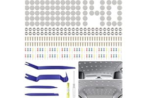 CTYUEYUN 140 Stück Dachhimmel Reparatur Set,Auto Himmel Reparieren mit Stecknadeln Schraubendreher Maßband,KFZ Reparatur Nieten Himmel Reparieren,Auto Dachhimmel Knopf für Alle Autos