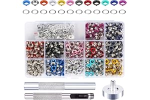 Luabue 540 Piezas Kit de Herramientas Ojetes Metalicos Kit Ojales Metalicos 5mm Herramienta de Montaje de Arandela Ojales Metalicos de Colores Kit Ojetes Metalicos para Lona Cuero Ropa