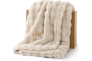 Bedsure Polar mjuk filt bubbla - pläd, beige, 150 x 200 cm | Gåvor för kvinnor dekorativ varm filt, varm soffa och säng, mjuk