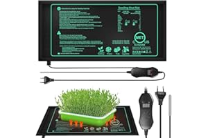 HOSPAOP Tappetino riscaldante per piante con termostato, mini serra, per interni, 25 x 52,5 cm, per piantine, animali domestici e rettili, terrario, 50 Watt