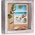 TJ.MOREE Small Shadow Box Frame 5 x 5 Shadowbox Display Case Wooden Picture Frame with Glass Wedding Memorabilia Medals Photos for Wall and Tabletop - Grey