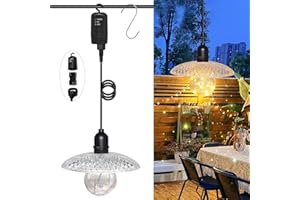 CRZPCHAS Pendant Light Battery Operated, Outdoor Decorative Hanging Lamp, 80 CM Long Black Pendant Light Fitting, Indoor Battery Powered Lamp, Portable Hanging Light Fixture, for Home, Garden, Yard, Camping
