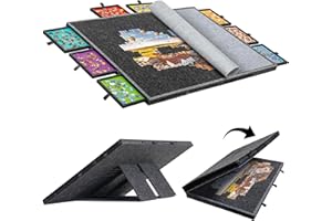 Becko US Planche de puzzle pliable et inclinable avec 2 000 pièces, 8 tiroirs et housse, table de jeu légère et portable en feutre avec supports intégrés