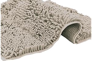 PAULA HOME TEXTIL HOGAR Y DECORACION ADP Home - Alfombra de Baño de Chenilla de Pelo Largo | Antideslizante, Extra Suave, Cómoda y Muy Absorbente | 100% Microfibra para Ducha y Bañera | Mod. Shaggy 40x60cm (Arena)