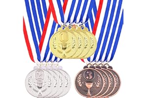 Excefore Award Metal Kids Winner Medals for Kids, Gold Silver and Bronze Medals with Trophy Pattern 1st 2nd 3rd Prizes for Sports Award, Competitions, Party Favors and Decorations(12 Pcs)
