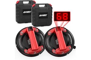 Avhrit Ventosas Eléctricas para Vidrio para Levantar Vidrio Grande, Herramienta de Ventosa de Azulejos de 8", Carga Máxima de 270KG, Pantalla LCD, Para granito y vidrio (paquete de 2)