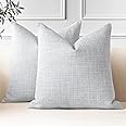 JOTOM Set of 2 Cushion Covers 45x45 cm Linen Blue Grey Decorative Throw Pillow Covers 18x18 Inch Square Cushion Case Home Decor Pillowcases for Couch Sofa Living Room Bed (Blue Grey)