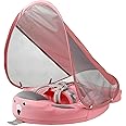 Newest Mambobaby Baby Swim Float with Canopy Non-Inflatable Infant Pool Swim Float Add Tail Solid Water Floats Smart Swim Trainer for Infant Toddler 3-24 Months