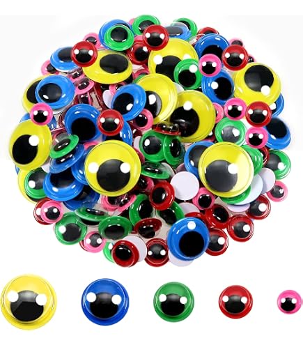 KnorrPrandell Wackelaugen-Mix - 8/10/12/15 Mm Durchmesser, Schwarz/weiß, Je 4 Stück, Mit Öse Zum Annähen