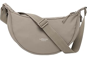 LARKSON Bolso Bandolera Mujer Gris - Solveig Small - Bolso Riñonera de Media Luna - Bolsa de Ocio de Moda para Viajes, Trabajo - Compartimentos Grandes - Correa Ajustable