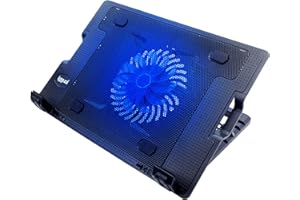 iggual – Base di Raffreddamento Portatile fino a 17” con 1 Ventola Ultra Silenziosa e Supporto per Smartphone, Base Regolabile Antiscivolo con 4 Angolazioni, Include Cavo USB-A (RP1V17)