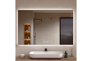 BELLOBATH - Espejo Baño con Luz Led, Luz Ajustable en 3 Colores e Intensidad, Antivaho, Espejos de Baño con Led, Waterproof IP65 - Luz Indirecta - 80cm Alto x 120cm Ancho