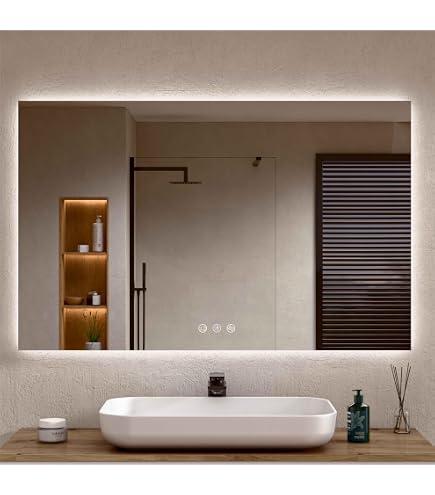 Miroir Salle De Bain LED 120 X 70 Cm – Rectangulaire, 3 Températures, Dimmable, Anti-Buée, Mémoire, Éclairage Tactile