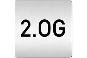 Türschilder24 XXL Türschild • 125 x 125 mm • Etagenschild/Geschoss- Hinweisschild • (A: Mit doppelseitig klebenden Montagestreifen, 2.OG)