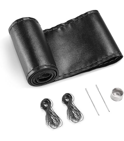 Ziciner Coprivolante in vera pelle, da cucire su avvolgimento, traspirante, antiscivolo, per diametro massimo 38 cm, cucito fai da te con filo ad ago (marrone, foro