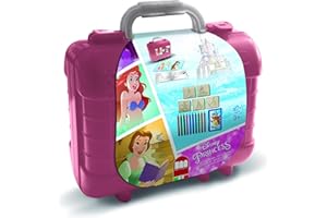 Multiprint Valigetta Travel Set Disney Princess, Made in Italy, Album da Colorare, con Puzzle e Matite, Set Timbrini Bimbi, in Legno e Gomma Naturale, Inchiostro Lavabile Atossico, Idea Regalo, 42660