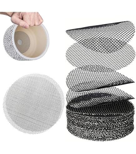 Oruola Lot De 100 Coussinets Ronds En Maille Pour Pot De Fleurs, 5,1 Cm, Pour éviter La Perte De Terre, Insert De Drainage Pour Fond De Bonsaï, Plantes En Pot Pour Jardin