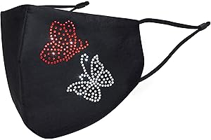 The Spirit Store Stoffmaske Mund und Nasenschutz Glitzer | Stoff-Maske Waschbar Wiederverwendbar | mit Motiv Schwarz Baumwolle Glänzend (1 x 1 Einheit)