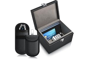 CSL - Keyless Go Schutz Box - NFC RFID Faraday Box, Abschirmung Blocking Autoschlüssel, inkl. 2X Schlüsselstaschen Hüllen - Safe Box gegen Cyber Kriminalität und Hackerangriffen