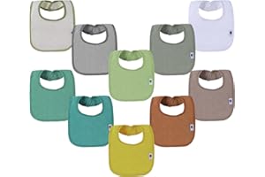 SUPNFOX 10 Pack Absorbent Dribble Bibs, Cotton Soft Baby Bibs for Feeding and Drooling, Adjustable Unisex Bibs for Baby Girls and Boys fit for Newborn to 36 Months - Neutral