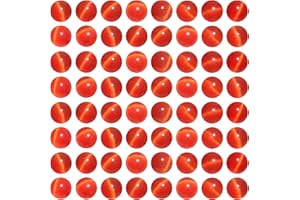 MJDCB 60 piezass Cuentas de Ojo de Gato Rojo 6mm Abalorio de Cristal Redondas Sueltas para Hacer Joyería Pulsera Collar Pendientes Bisutería Accesorios