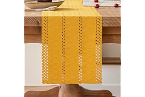 Avalune Camino de Mesa Moderno Amarillo Rustico Centro de Mesa Decorativo Salon Pequeño Estrecho Lavable Caminos de Mesa para Boda Fiesta Hogar Cocina Mesa de Comedor Decoración 30x180 cm