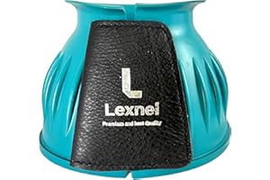 Lexnel Rubber Horse Bell Boots – Durable Overreach Protection & Secure Hook-and-Loop Closure (Teal, X-Large)