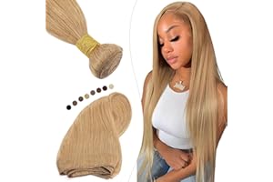Elailite Extensiones Cabello Natural Cortina #27 Rubio Oscuro Pelo Humano Brasileño Liso Human Hair Bundles 100g 50cm