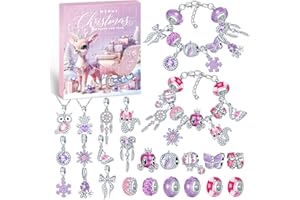 PITMT Calendario Adviento Joyas Niña 2025, Calendario de Adviento Niñas Adolescentes Bisuteria Pulseras Kit Hacer DIY Manualidades, Regalos Navidad niños Chica para 5 6 7 8 9 10 11 12 13 14 Años