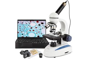 AmScope - Microscopio para Estudiantes de Ciencias Biologicas de Cristal y Metal con Camera Digital de MP USB - M158C-E